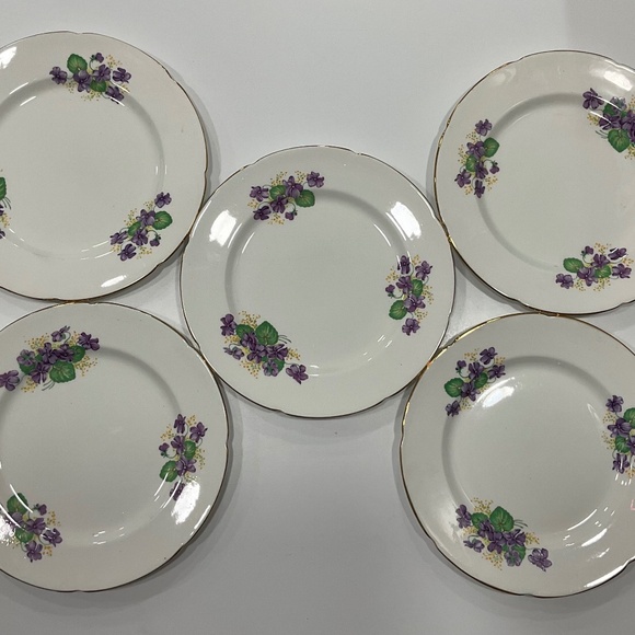 Purple violet bone china -Set of 5 - Picture 1 of 4